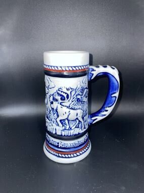 AVON CERAMIC STEIN 5" CERAMARTE BRAZIL #108787 GOAT EAGLE SHEEP MOOSE FALCO